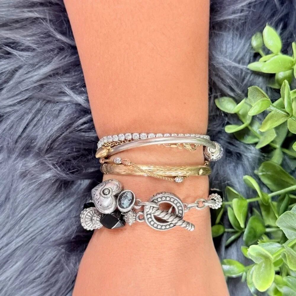 Brighton Black Bead Heart Toggle Bracelet‎